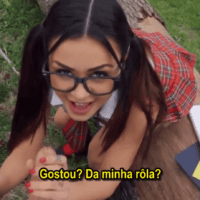 Sexo legendado com universitária estudando sem calcinha na faculdade