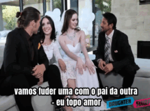 Noivas lésbica fuderam uma com pai da outra – pornô legendado