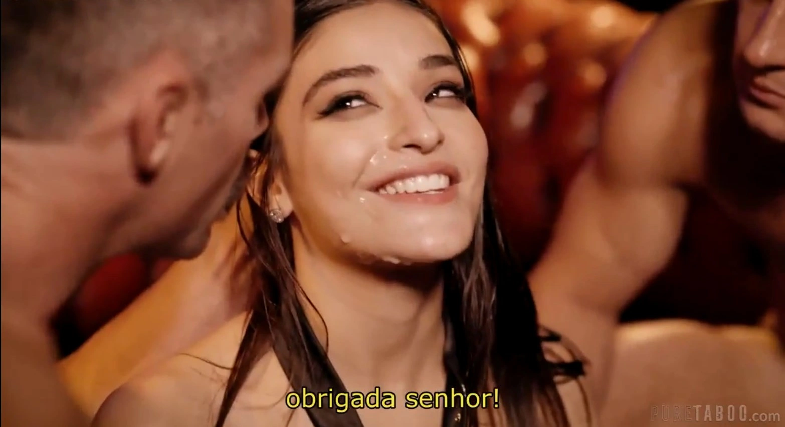 Sexo legendado novinha aprendendo a ser submissa a dois machos, suplicando por mais, sendo dominada com maestria.